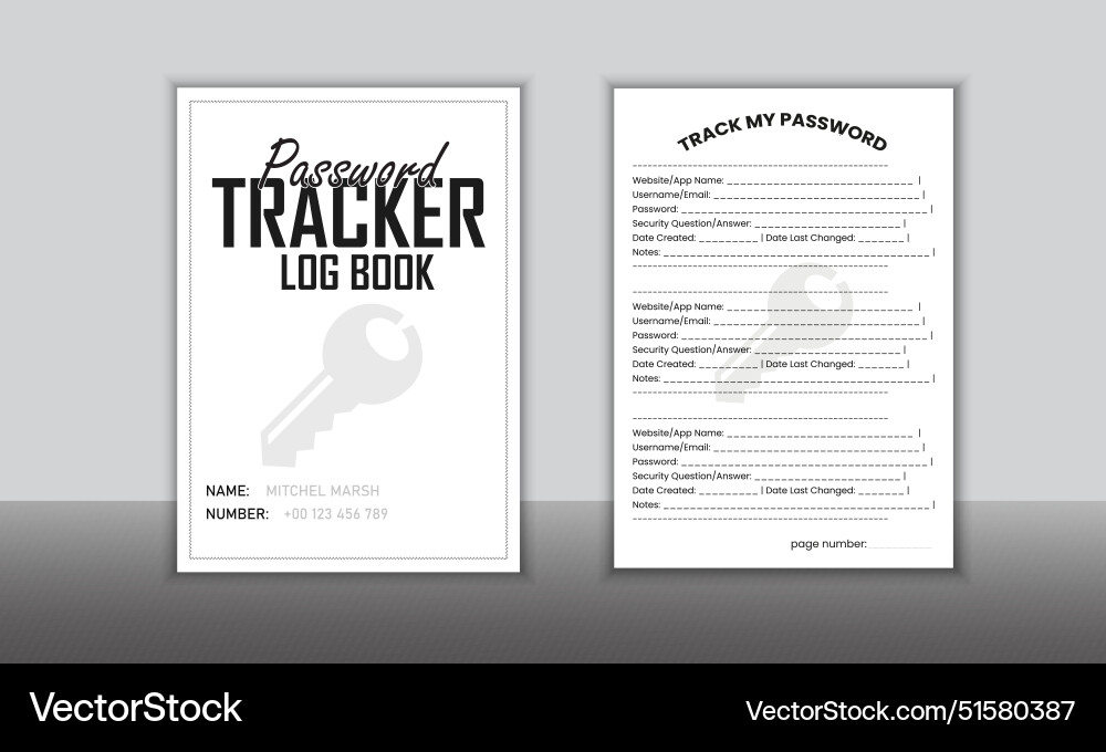 Password tracker logbook Vector Image