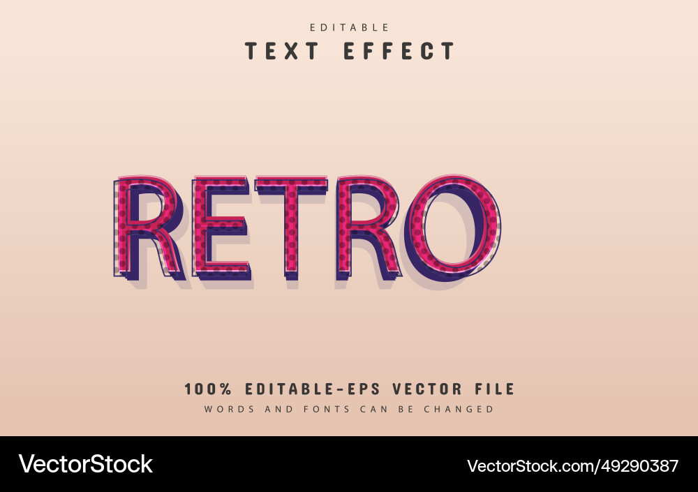 Retro text effect editable Retro text effect editable vector image