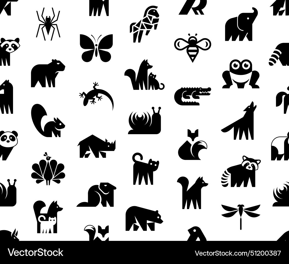Seamless pattern with animals logos Vector Image