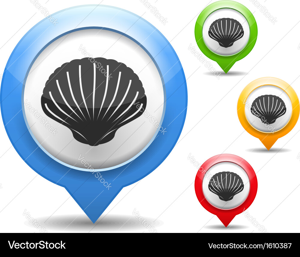 Seashell Map Marker Icon Vector Image