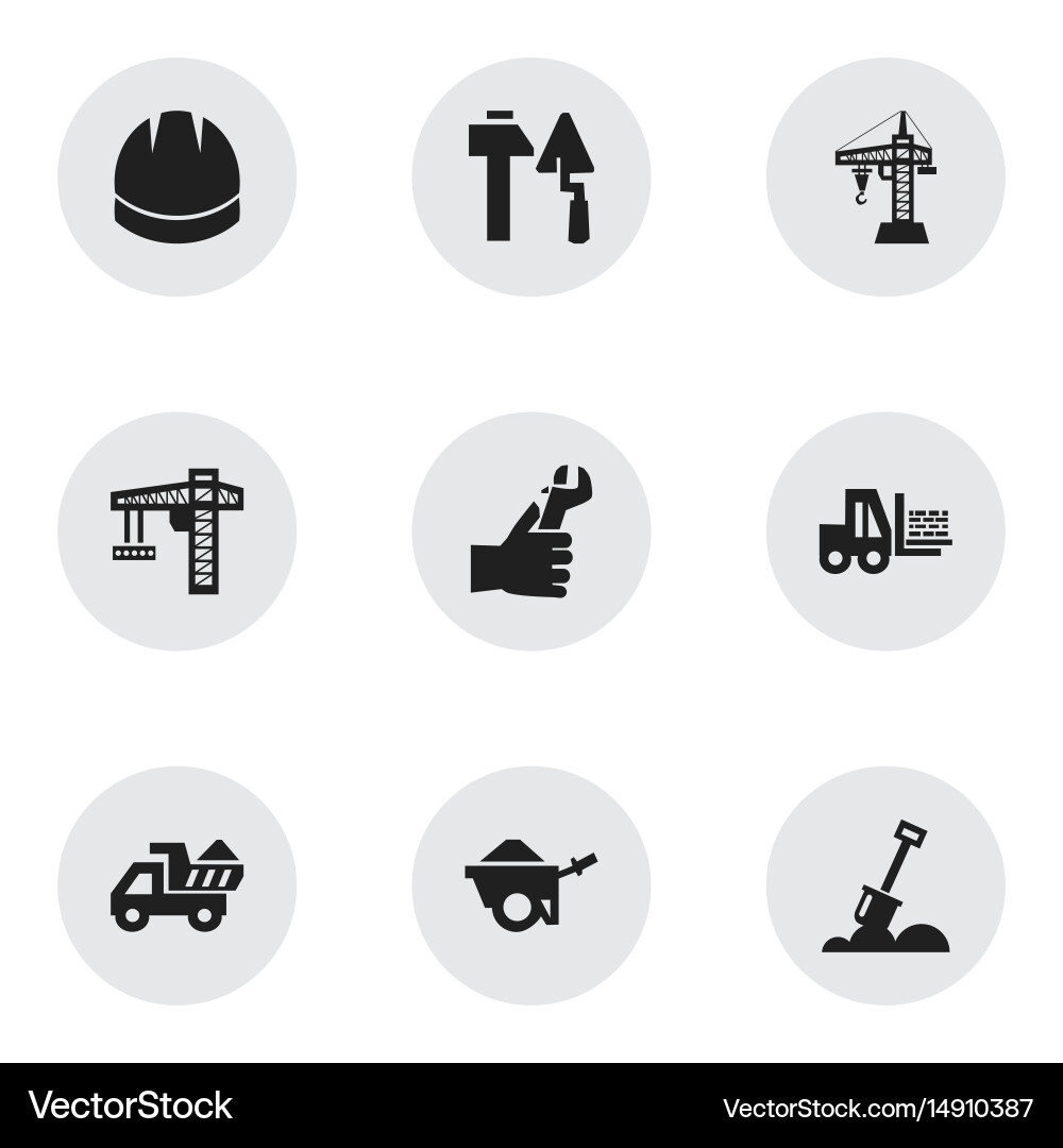 Set of 9 editable building icons includes symbols Set of 9 editable building icons includes symbols vector image