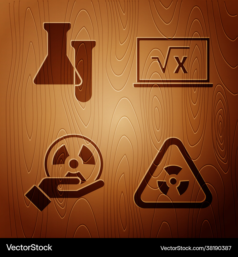Set triangle with radiation test tube and flask vector image
