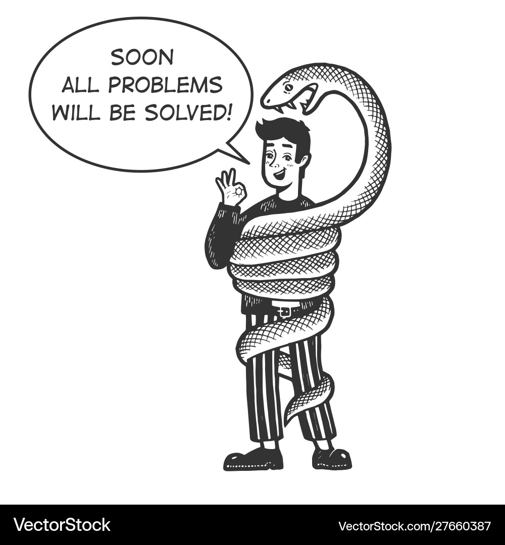 Snake Stranging Man Sketch Vektorbild