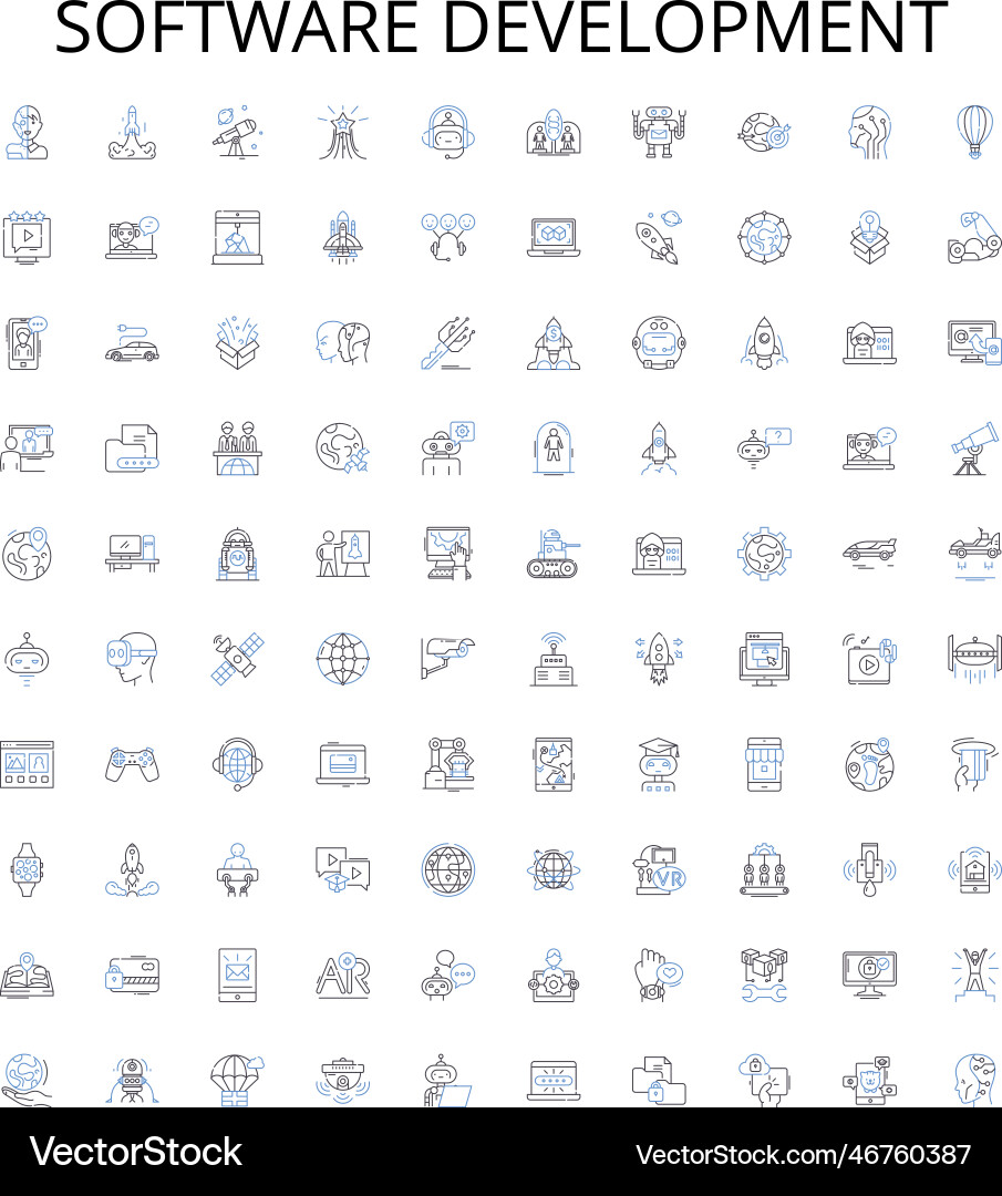 Software development outline icons collection Software development outline icons collection Vector Image