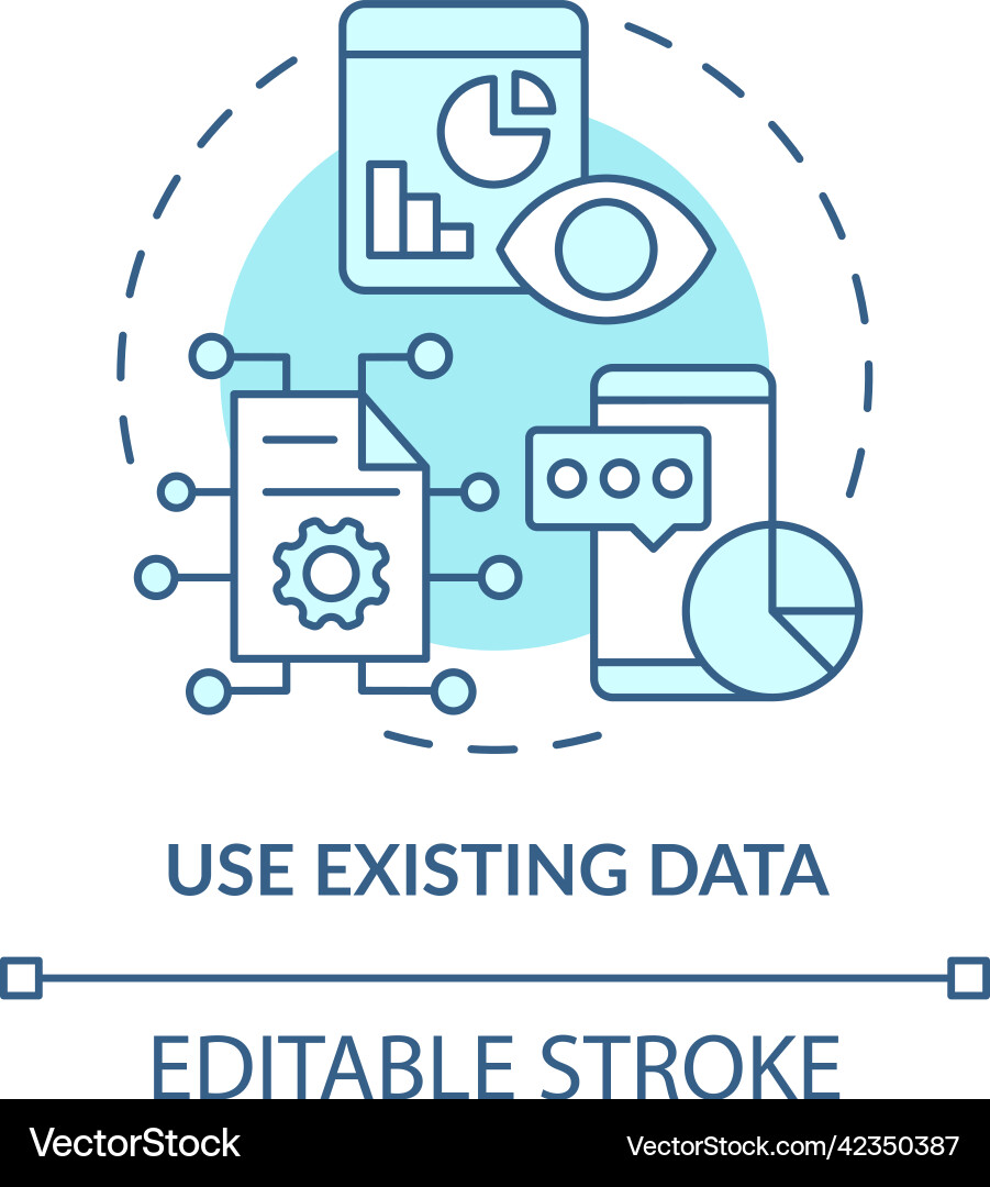 Use existing data turquoise concept icon Use existing data turquoise concept icon Vector Image