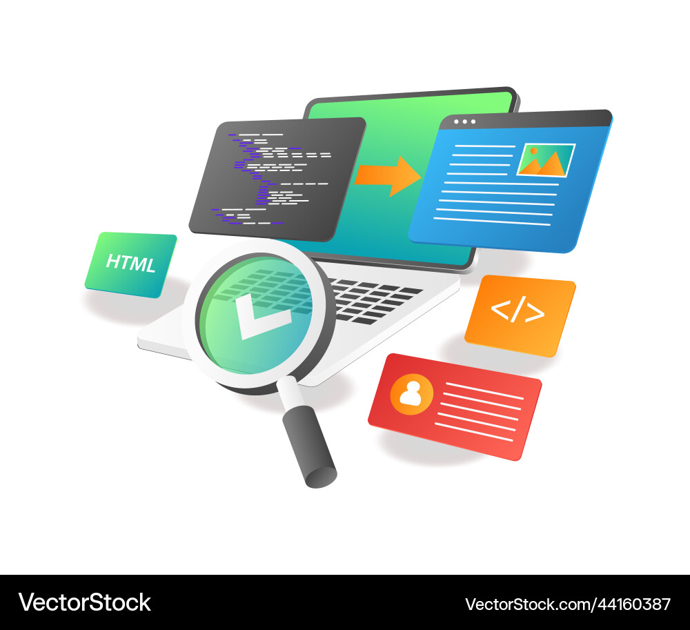 Web design layout with programming language Web design layout with programming language vector image