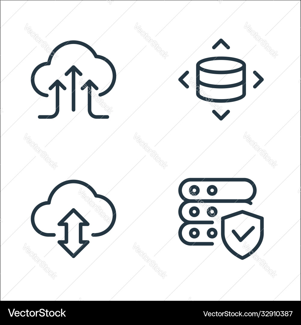 Work office server line icons linear set quality Work office server line icons linear set quality vector image