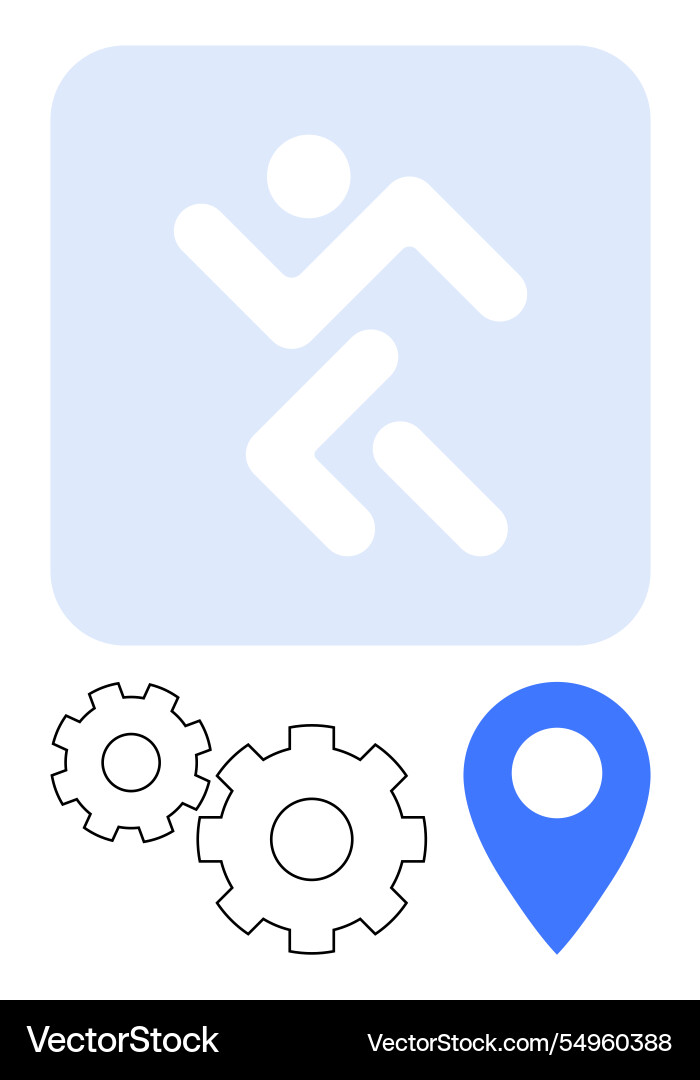 Abstract icon with running figure gears Abstract icon with running figure gears vector image