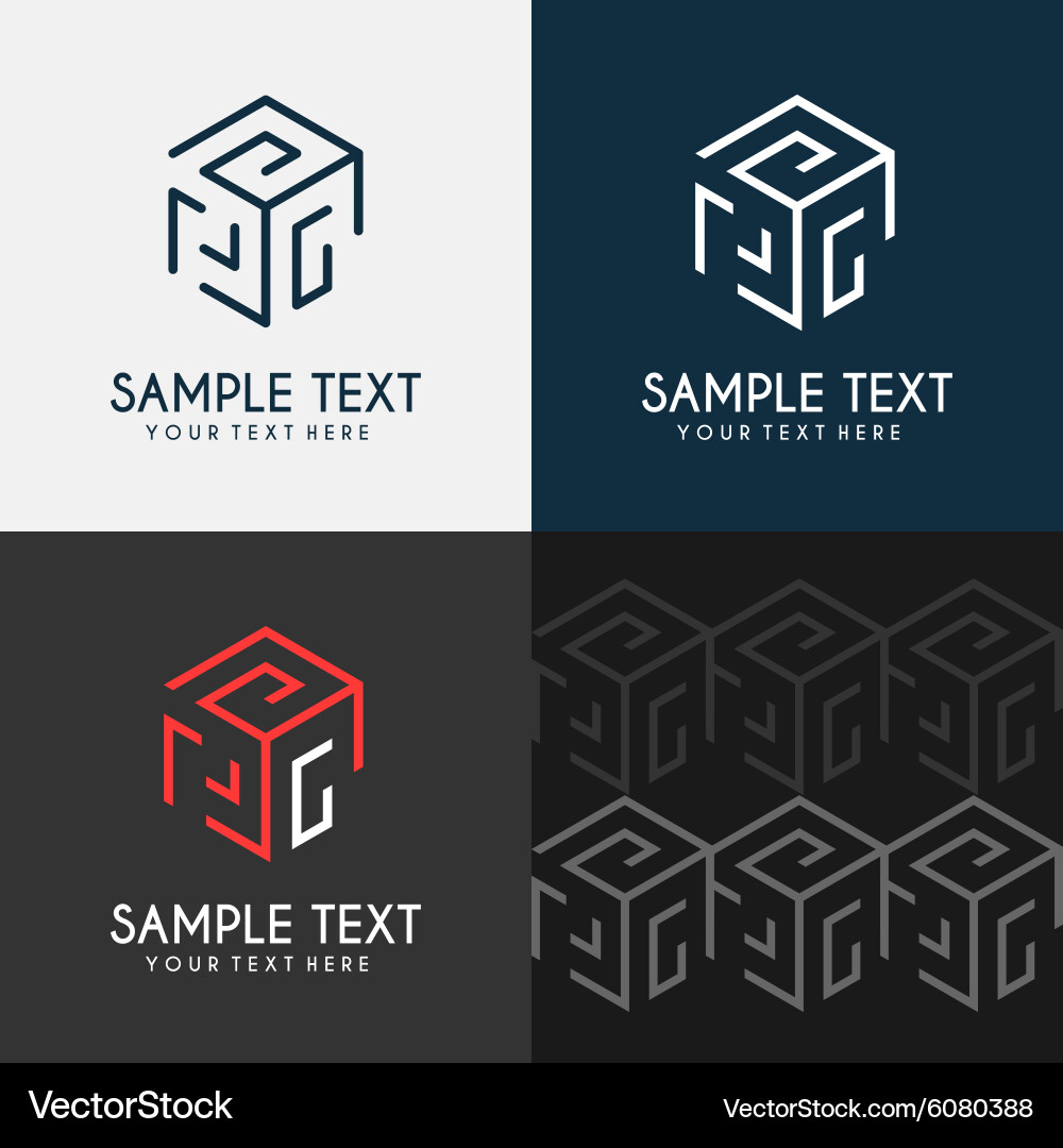 Abstract Maze Logotype - Cube Pattern vector image