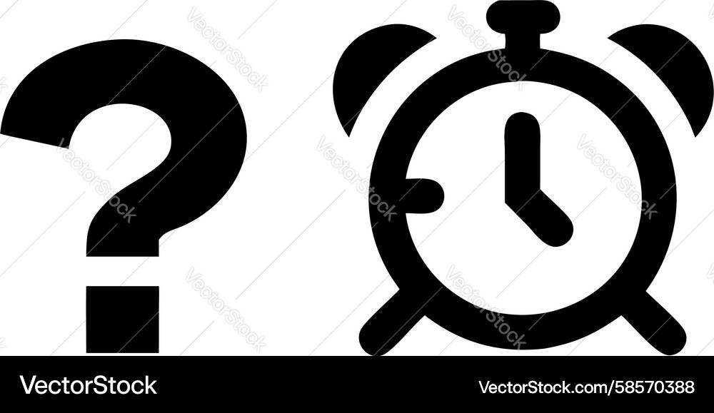 Alarm Clock Query Icons - Time & Question Vector Image