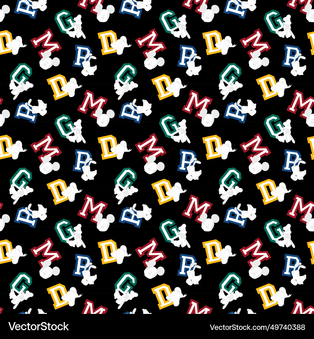 Alphabet seamless pattern design for print vector image