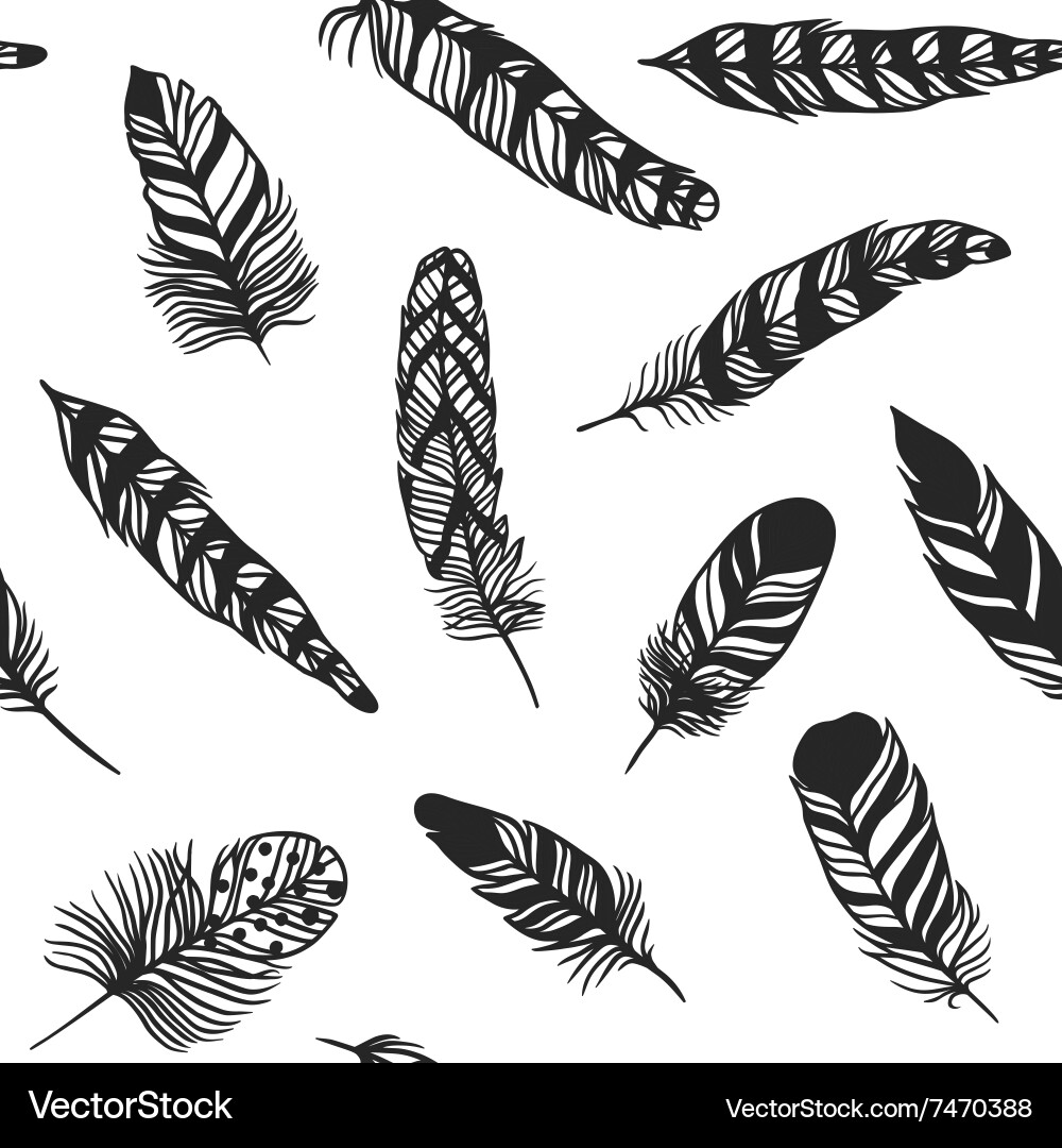 Boho Feather Seamless Pattern vector image