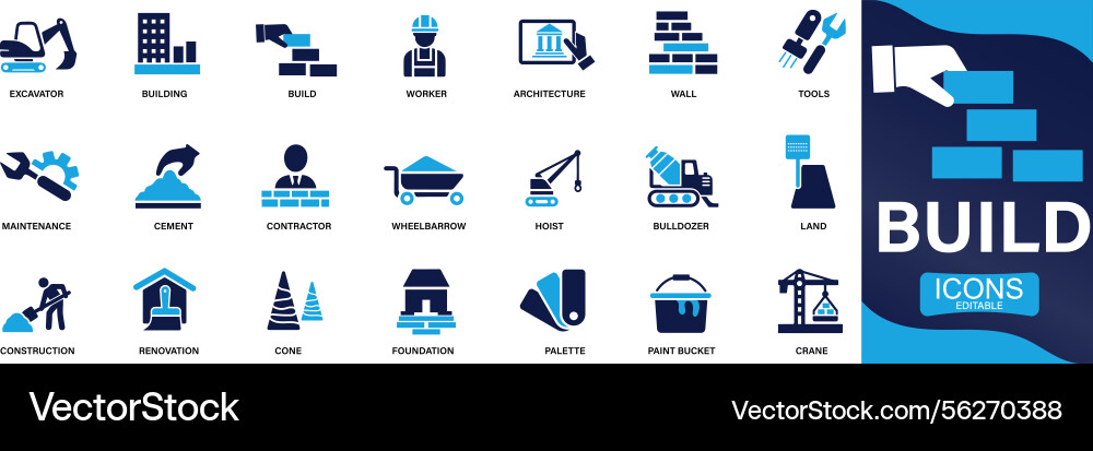 Build and construction icon set Royalty Free Vector Image