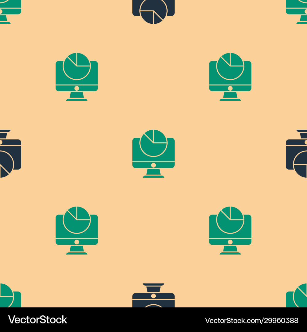 Green and black computer monitor with graph chart Green and black computer monitor with graph chart vector image