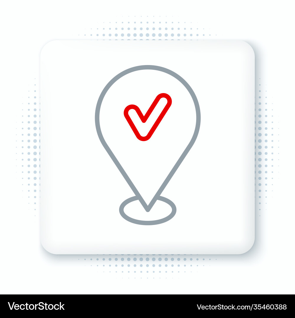 Line map pin with check mark icon isolated Line map pin with check mark icon isolated vector image
