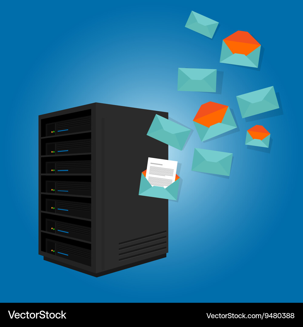 Mail server send spam many emails vector image