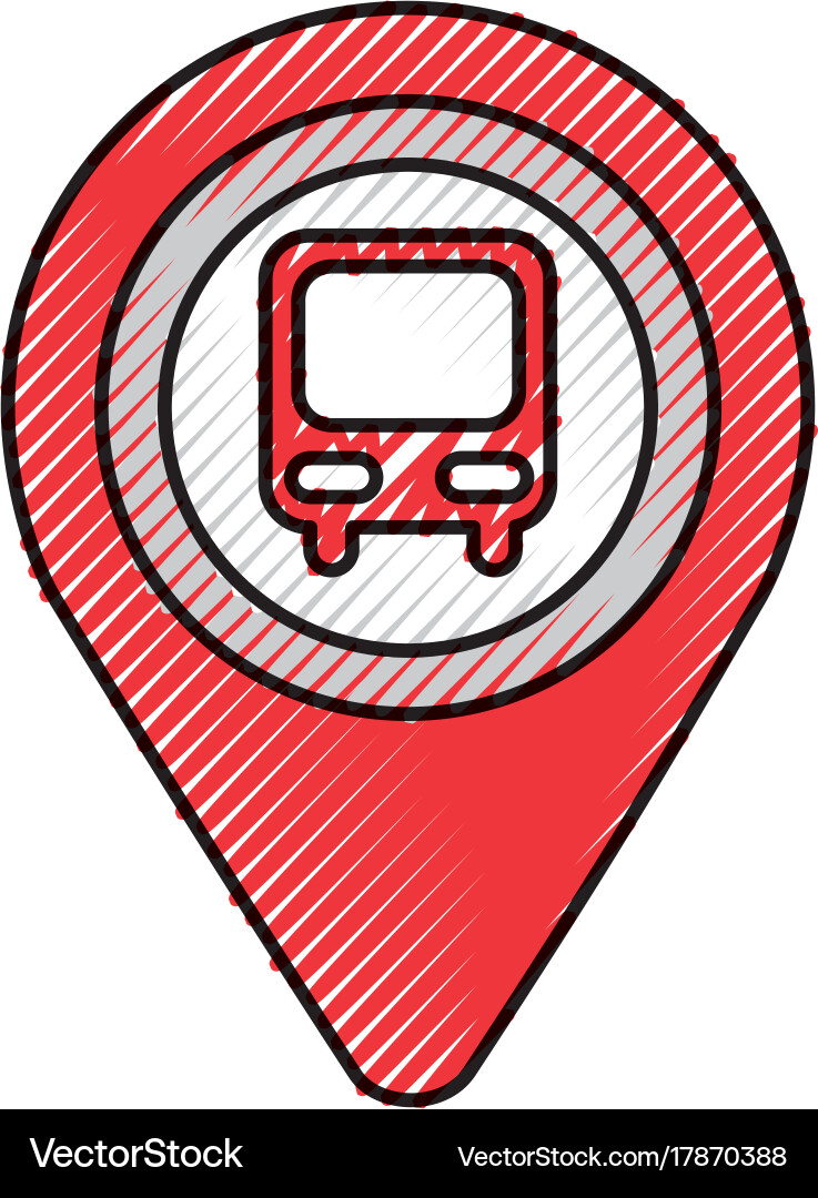 Map pointer with symbol bus station for location vector image