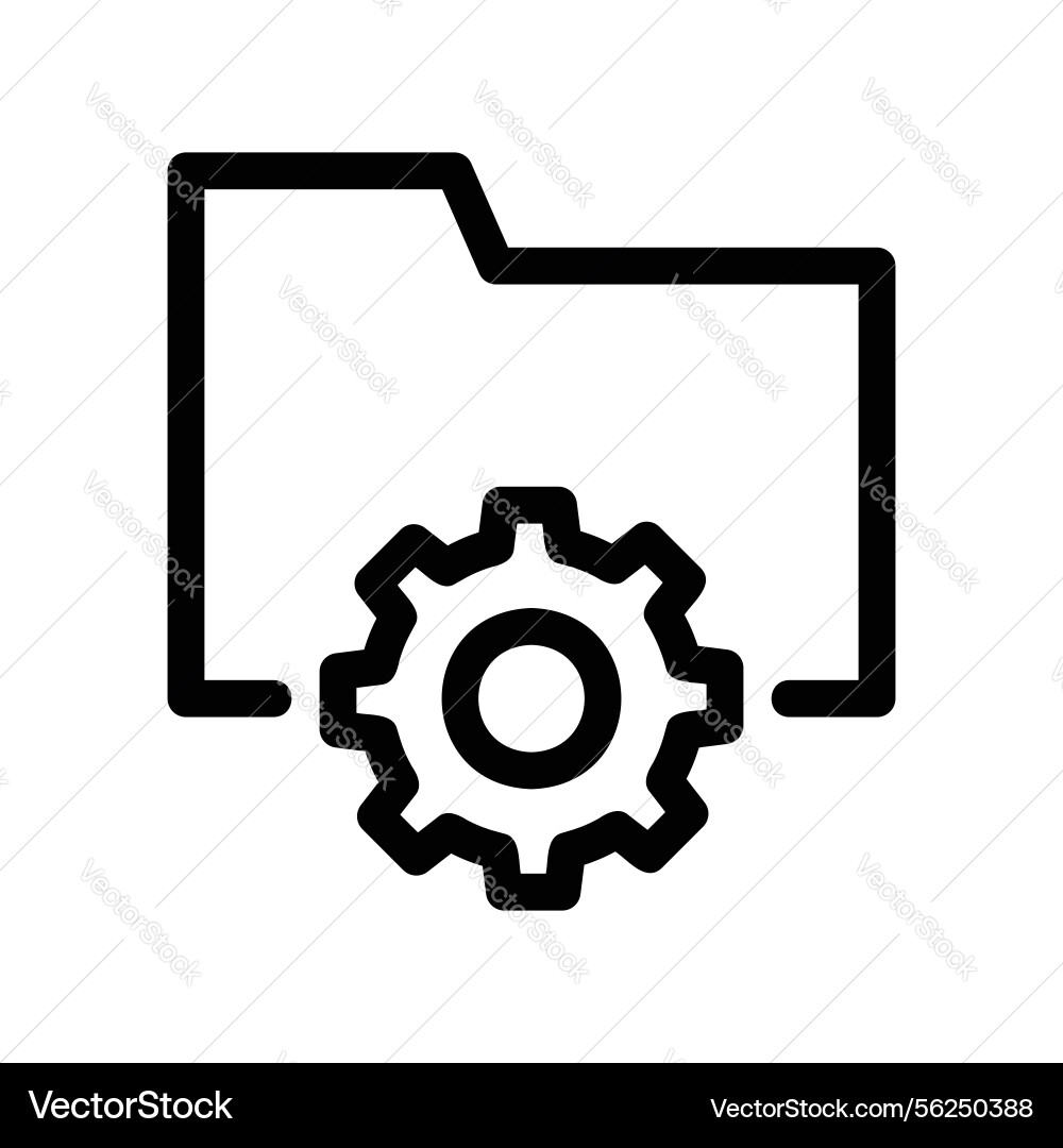 Outline style file folder with a gear symbol Outline style file folder with a gear symbol vector image