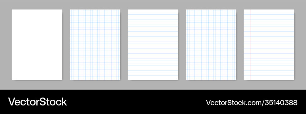 Paper blank sheets with lines isolated papers a4 Vector Image