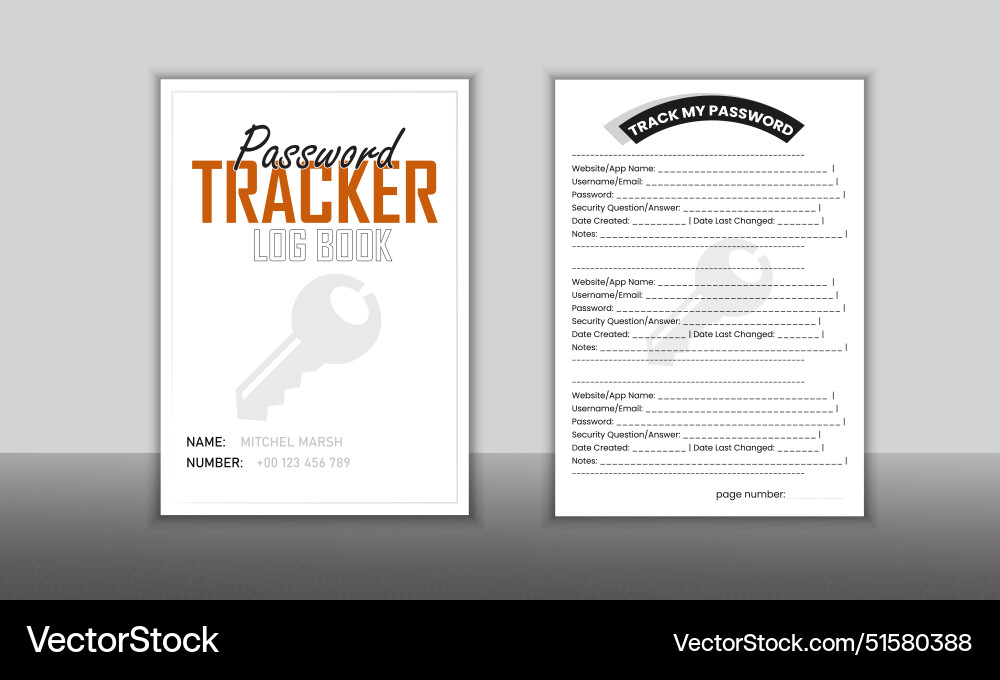 Password tracker logbook Vector Image