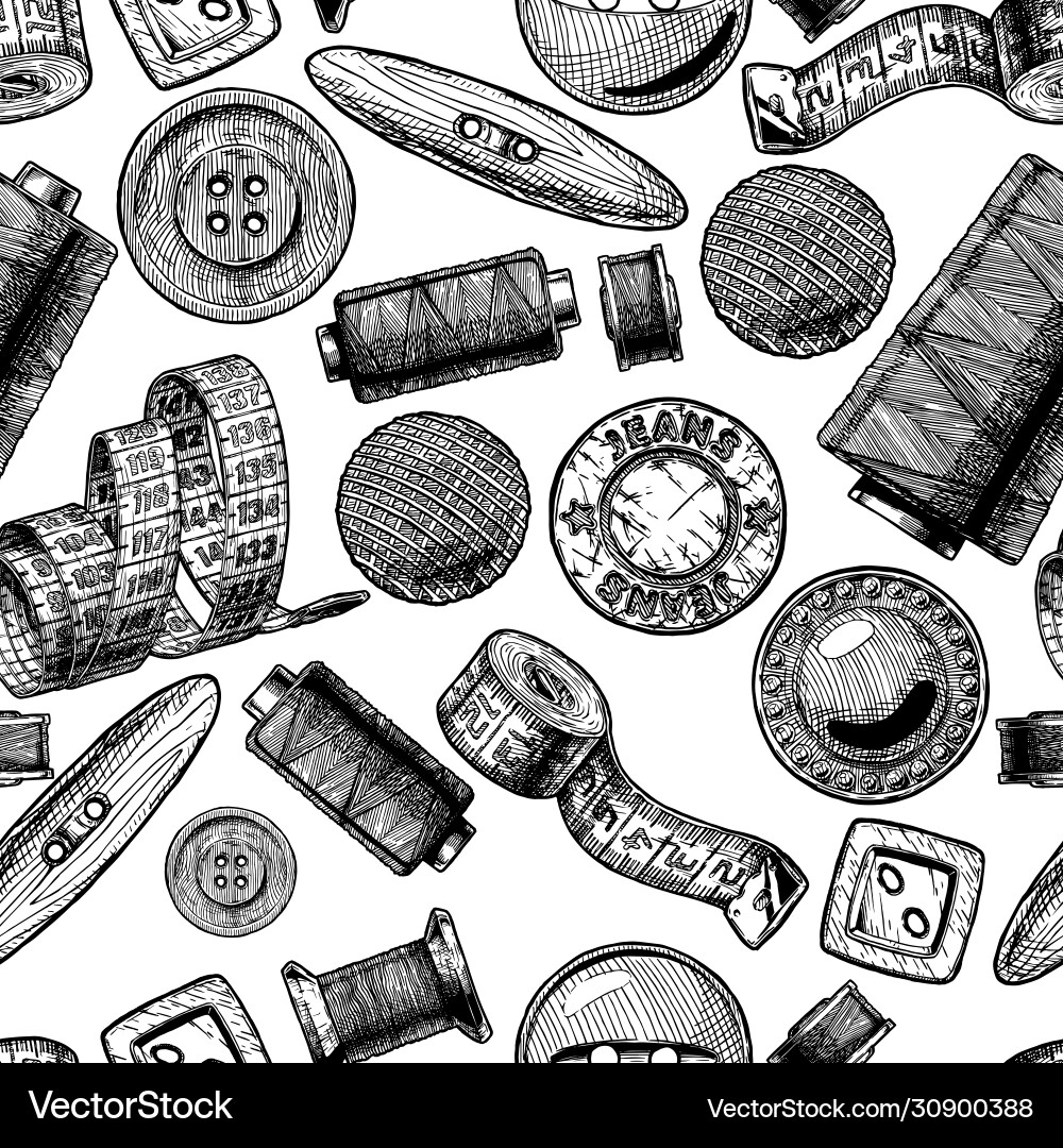 Pattern with different tailors objects vector image