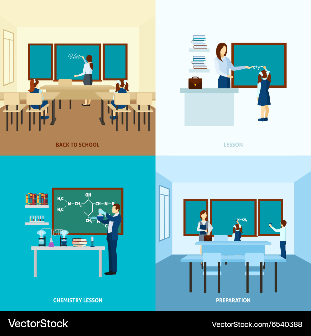 School education concept set Royalty Free Vector Image