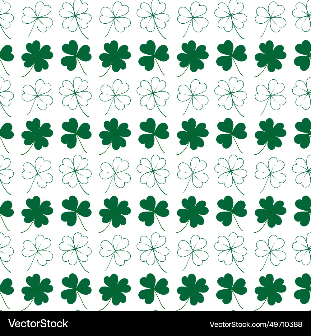 Seamless pattern of tree and four leaf clover vector image