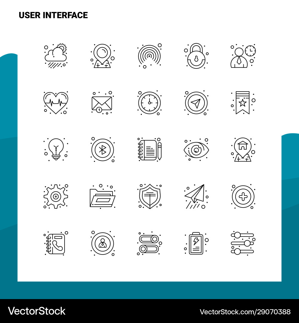 Set user interface line icon 25 icons Set user interface line icon 25 icons vector image