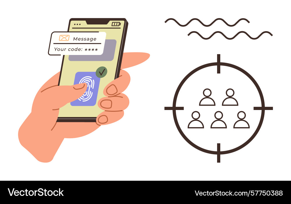 Two-factor authentication on smartphone vector image