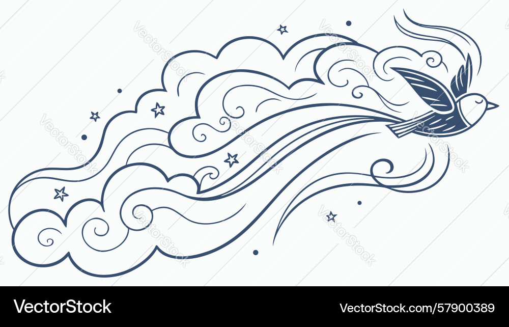 Abstract bird in flight with flowing lines Vector Image