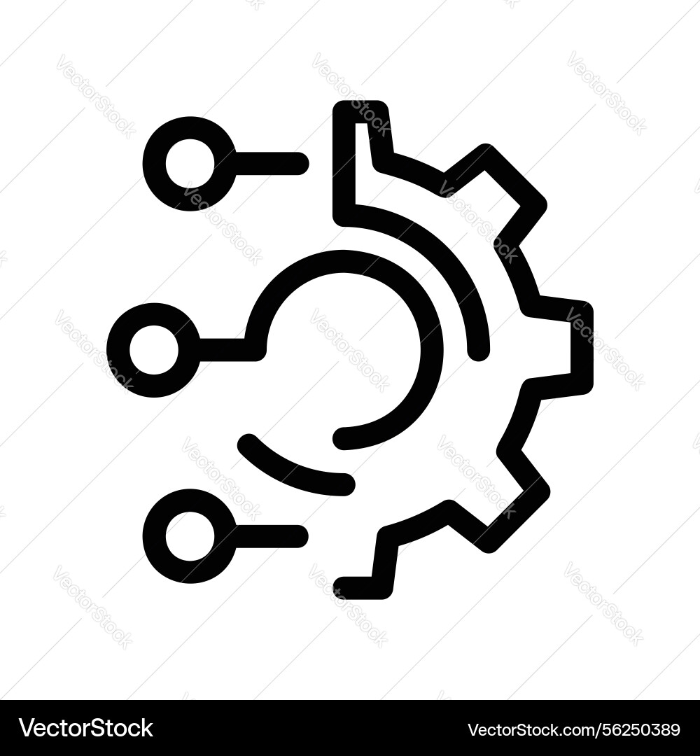 Gear icon connected to multiple nodes symbolizing Gear icon connected to multiple nodes symbolizing vector image