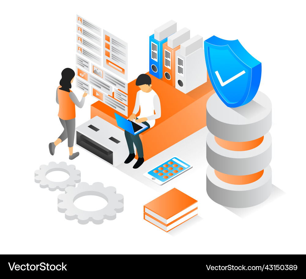 Isometric Data Storage Security vector image
