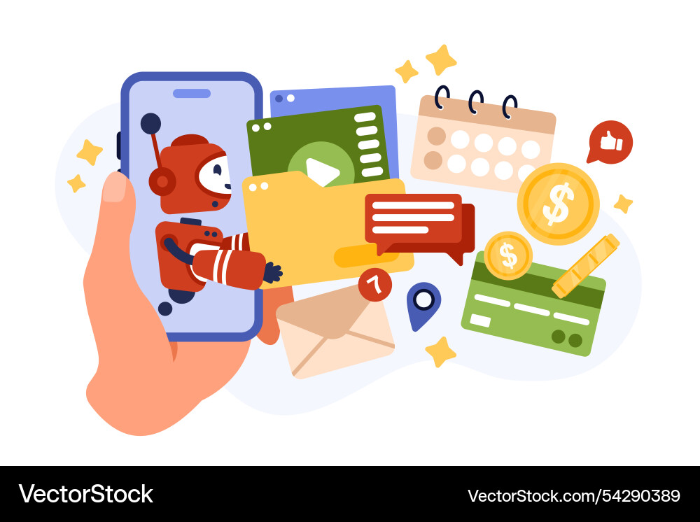 Online library with ai chatbot virtual assistant Online library with ai chatbot virtual assistant vector image