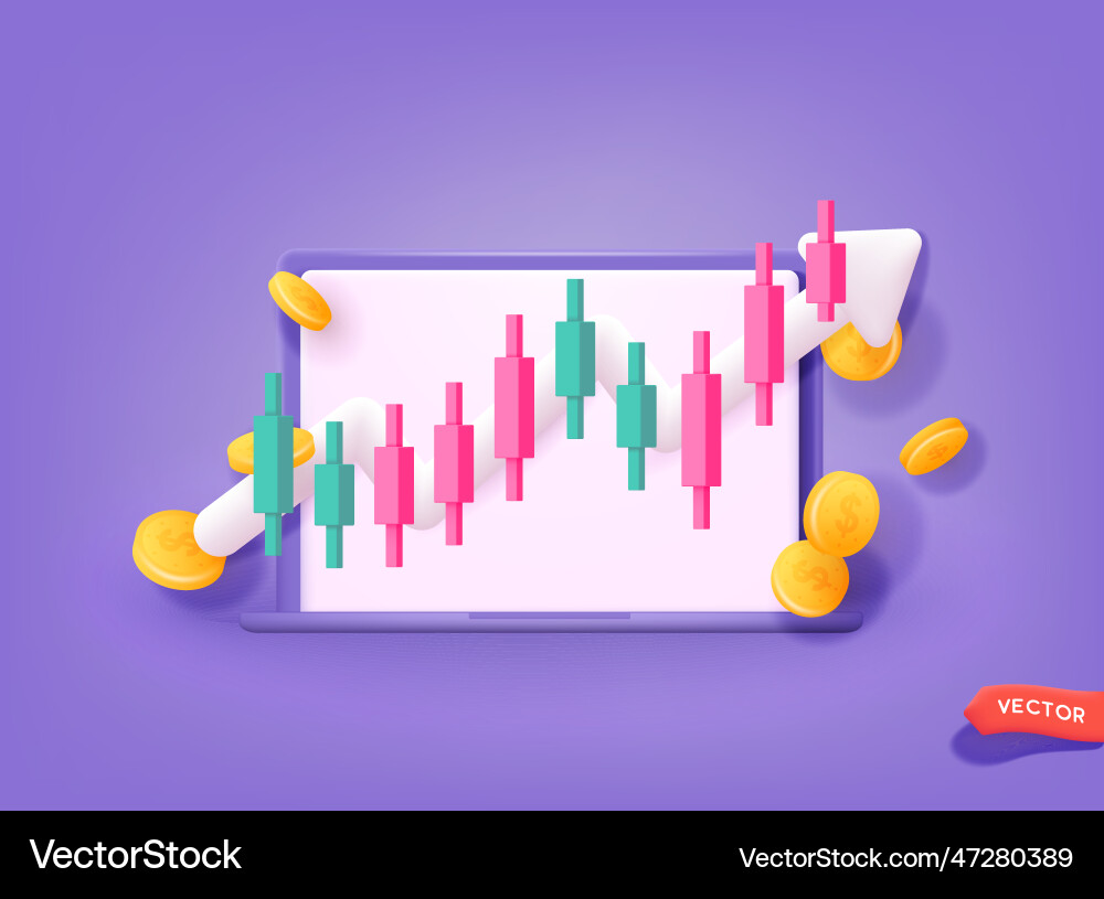 Online trading with computer technical analysis Online trading with computer technical analysis vector image