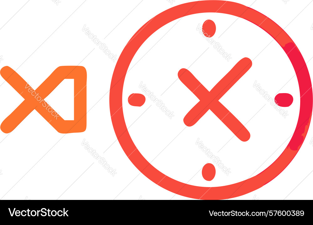 Rapid time cancellation clock with fast x mark vector image
