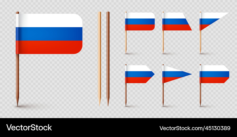 Realistic various russian toothpick flags Realistic various russian toothpick flags vector image