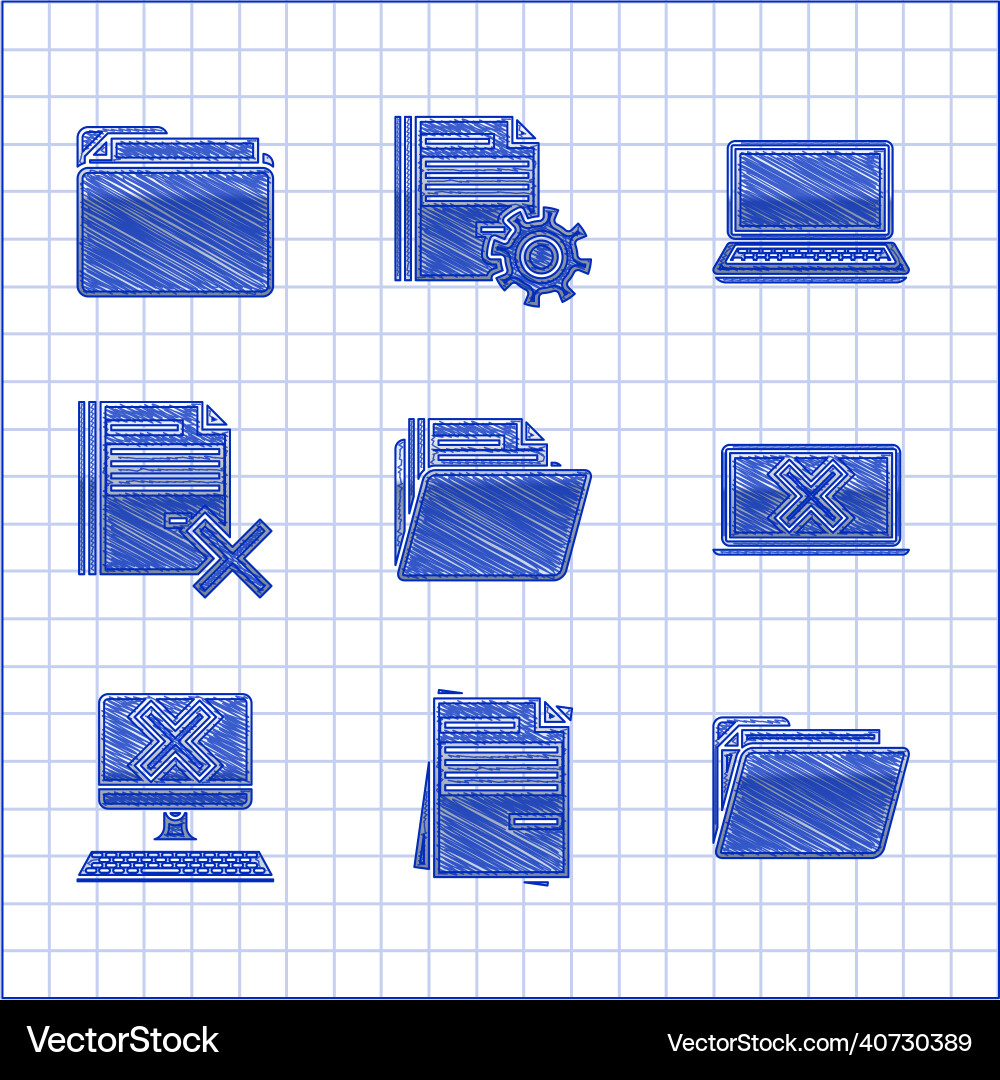 Set document folder file laptop Set document folder file laptop vector image