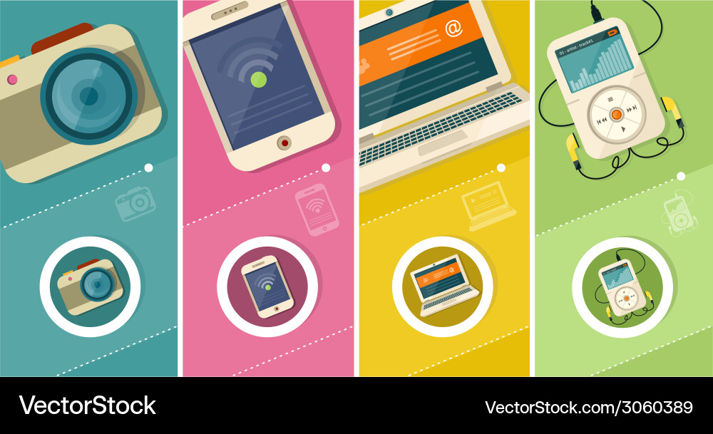 Set of display laptop computer smartphone vector image