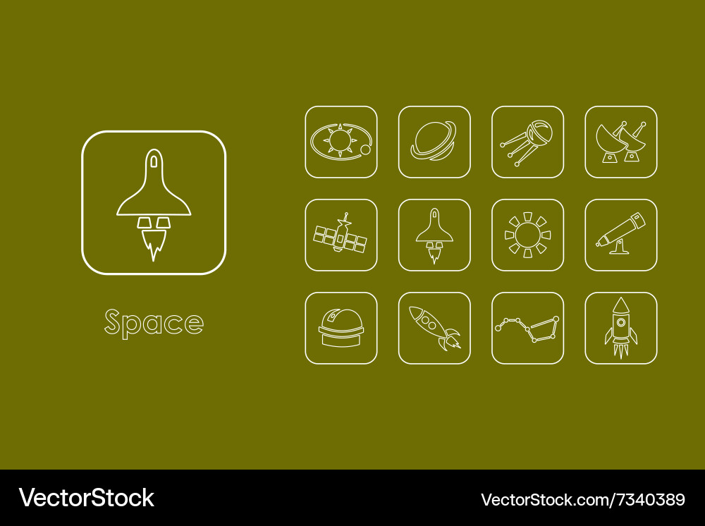Set of space simple icons vector image