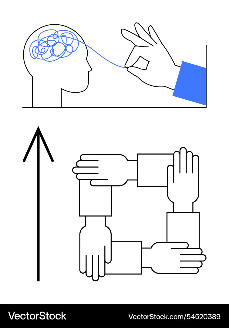 Solving mental chaos with teamwork Solving mental chaos with teamwork vector image