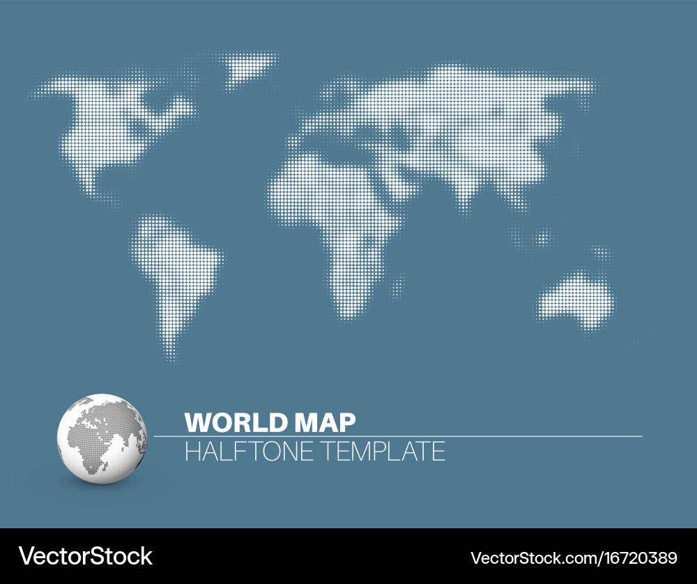 World map with halftone effect vector image