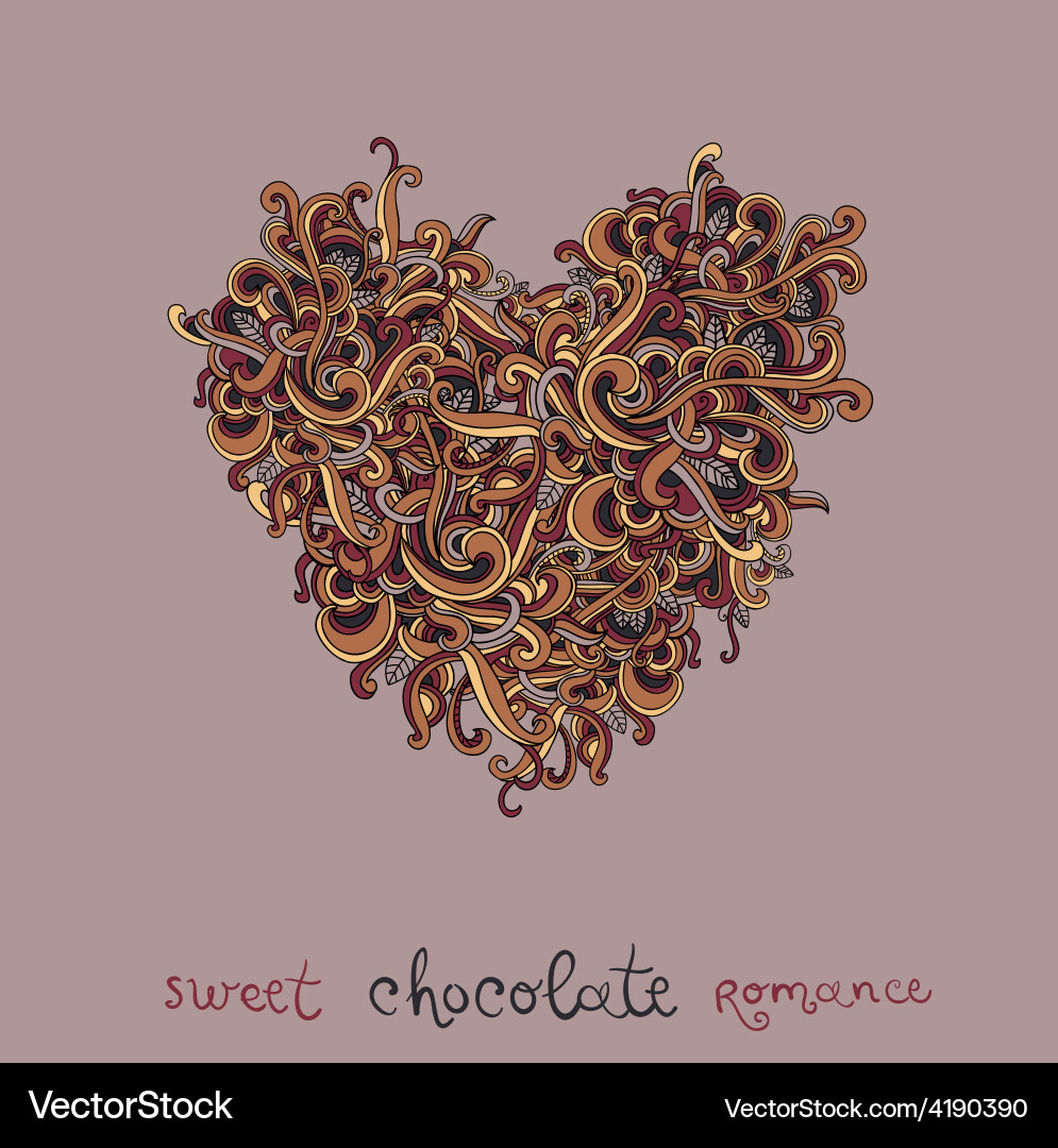 Background with abstract heart curls vector image