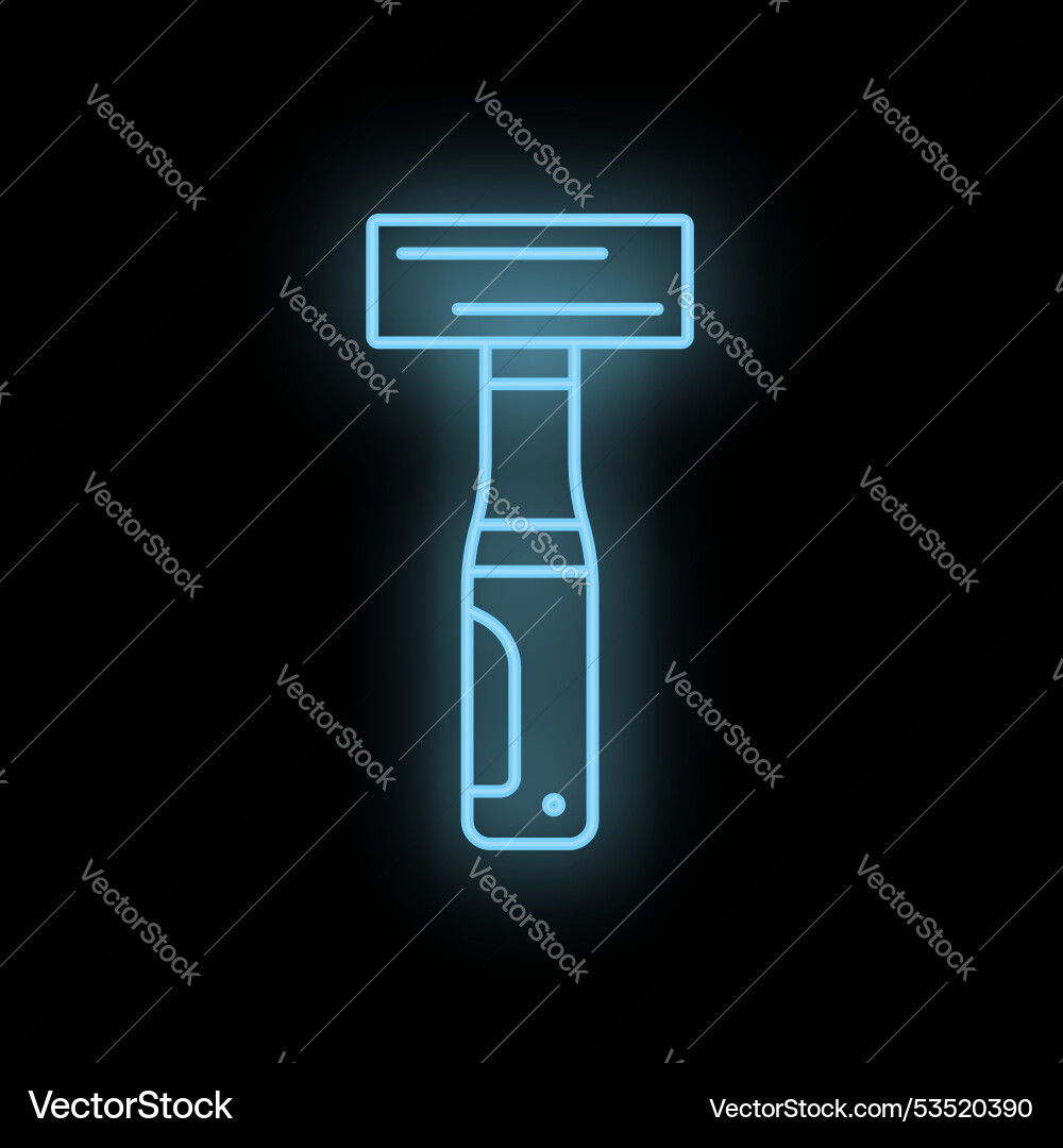 Blaues Neonzeichen eines Sicherheitsrasierers leuchten Blaues Neonzeichen eines Sicherheitsrasierers leuchten vektorbild