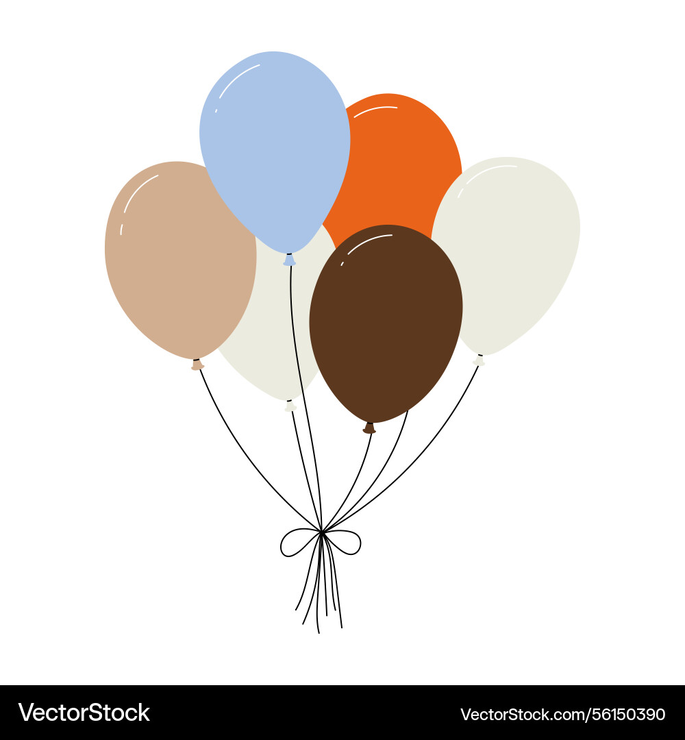 Bundle of colorful balloons with strings floating Bundle of colorful balloons with strings floating vector image