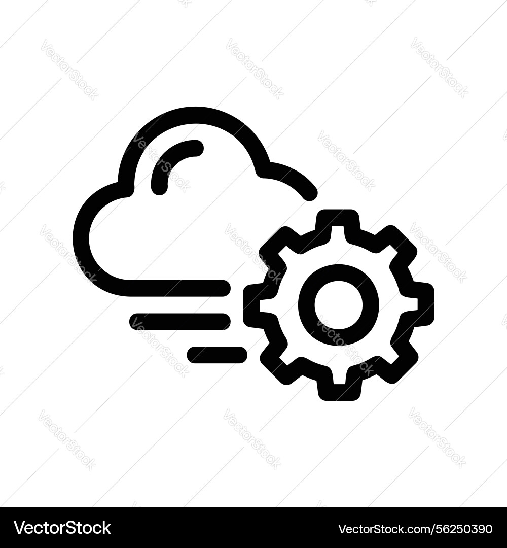 Cloud computing icon with speed lines and gear Cloud computing icon with speed lines and gear vector image