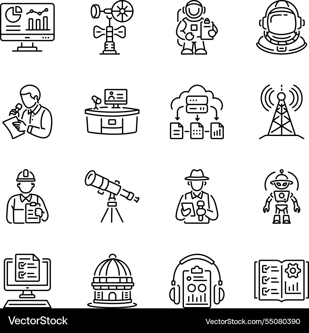 Collection of linear style reporting icons Vector Image