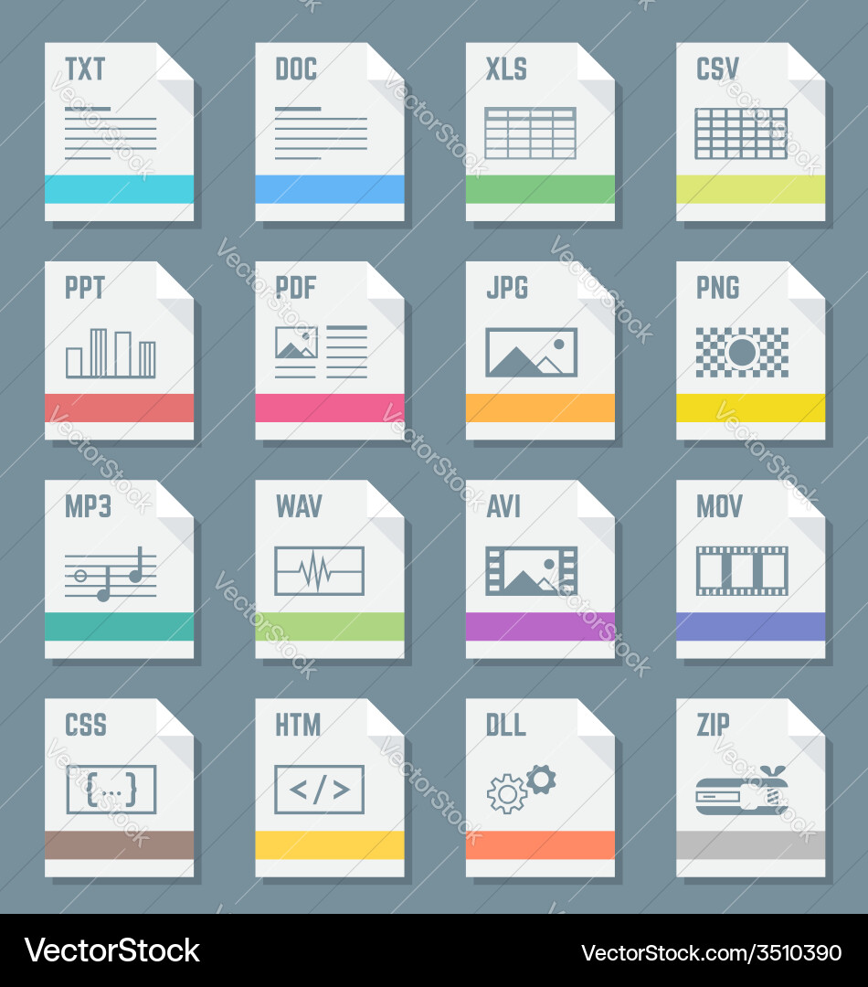 File Format Icons Set vector image