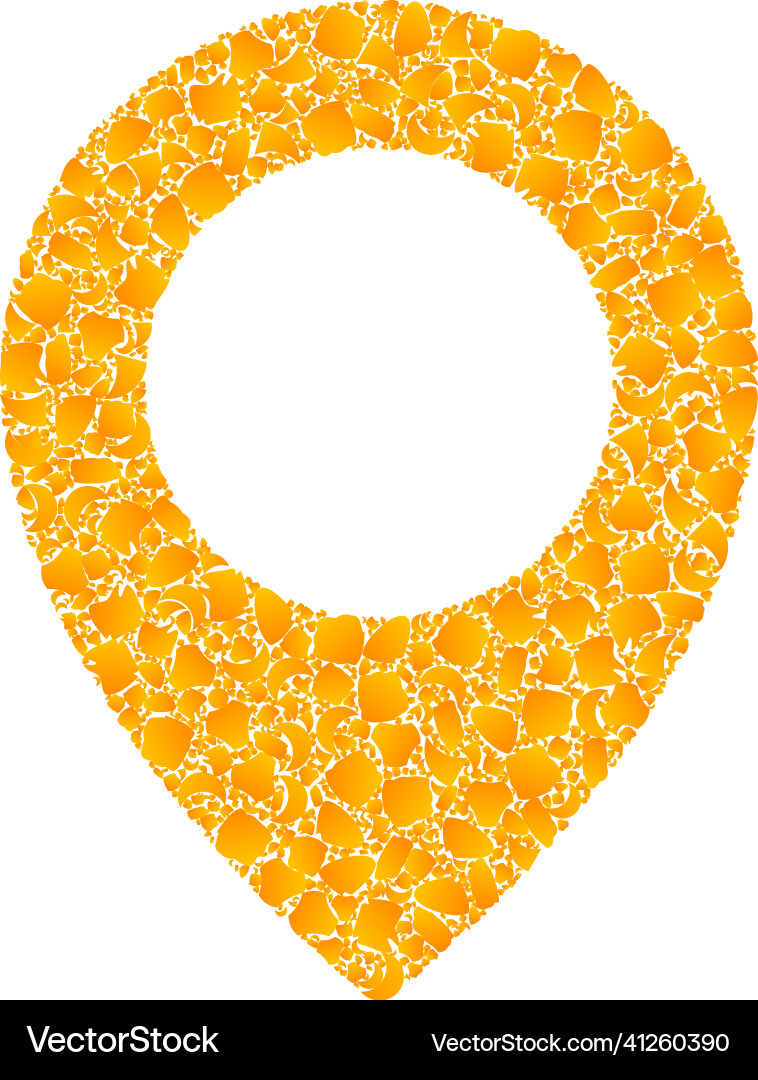 Golden map pointer mosaic icon Golden map pointer mosaic icon vector image
