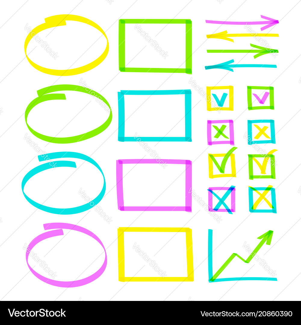 Hand Drawn Highlight Objects vector image