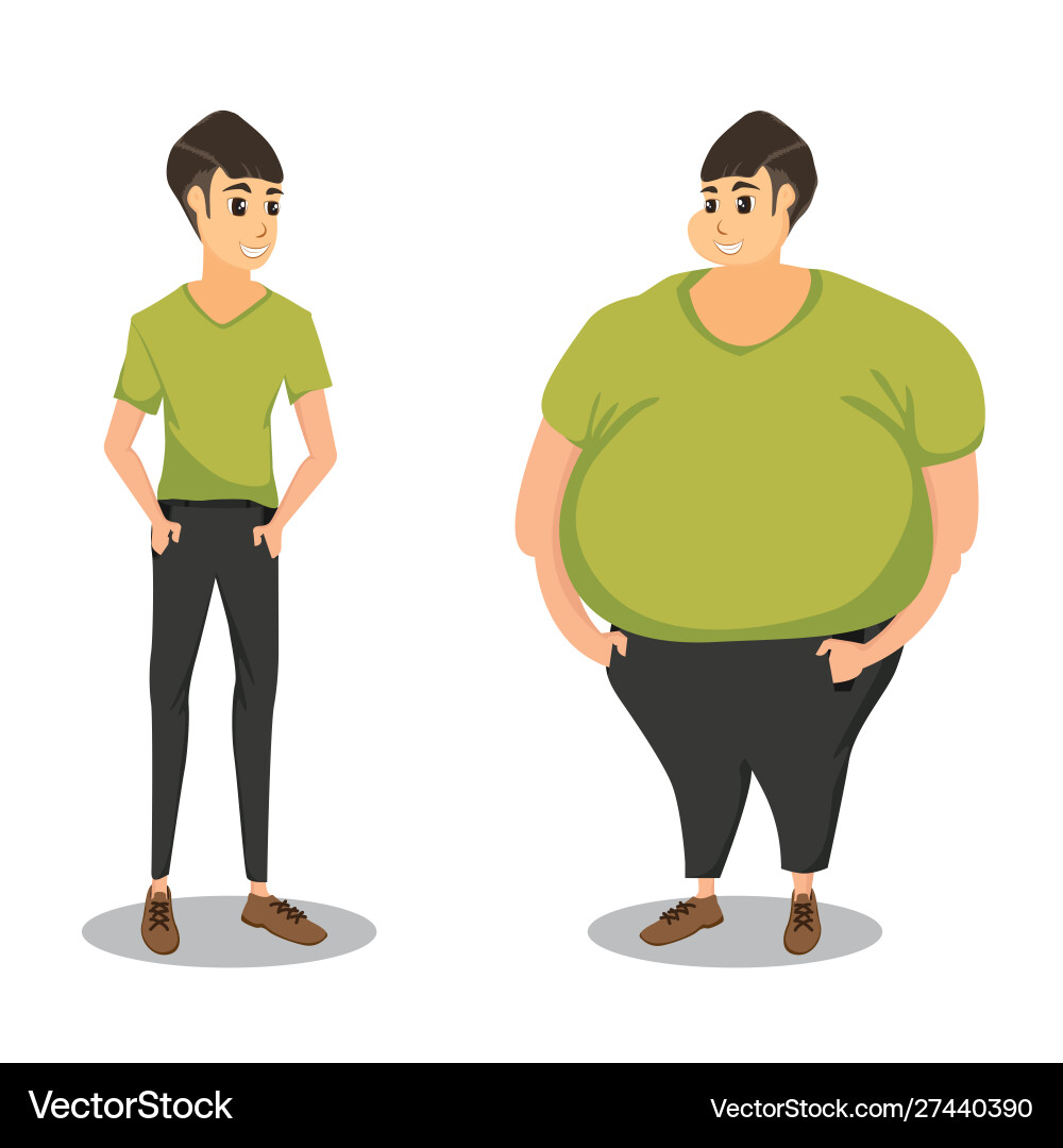 Man before and after isolated on white background Man before and after isolated on white background Vector Image